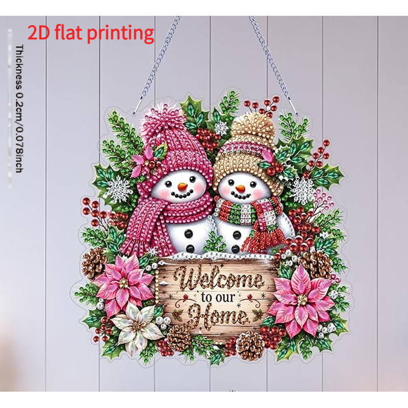 TEMU 2d Flat Printing, Christmas Snowman Style Diamond Painting Hanging Art Set, Special-shaped Diamond Painting Ornament, Suitable For Courtyard,