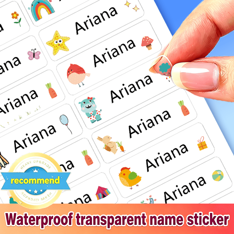 Customizable Name Stickers with Animal Patterns