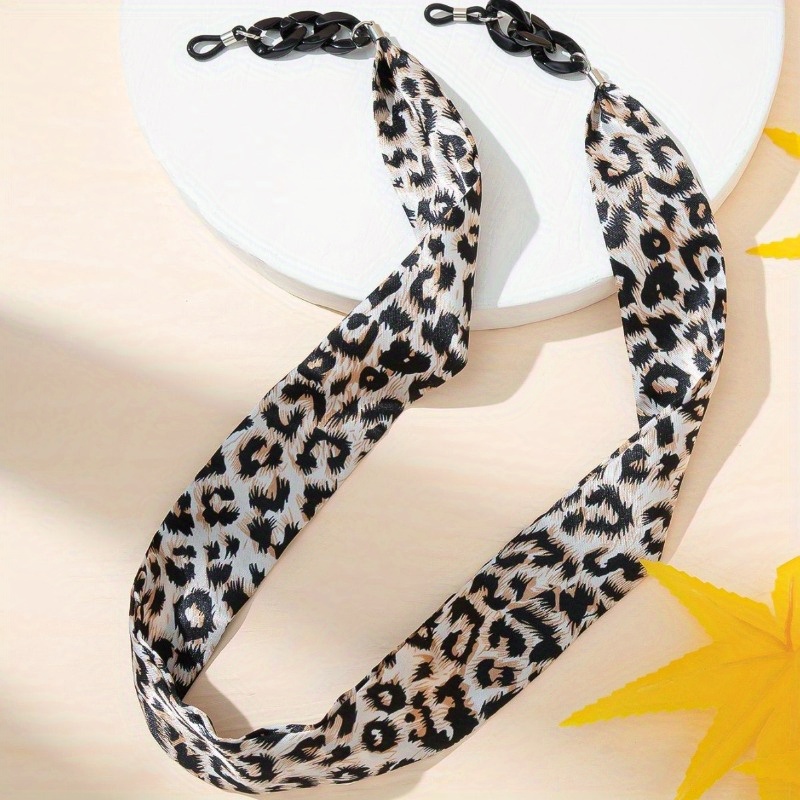 Classic Leopard Print Satin Ribbon Buckle Eyeglass Chain