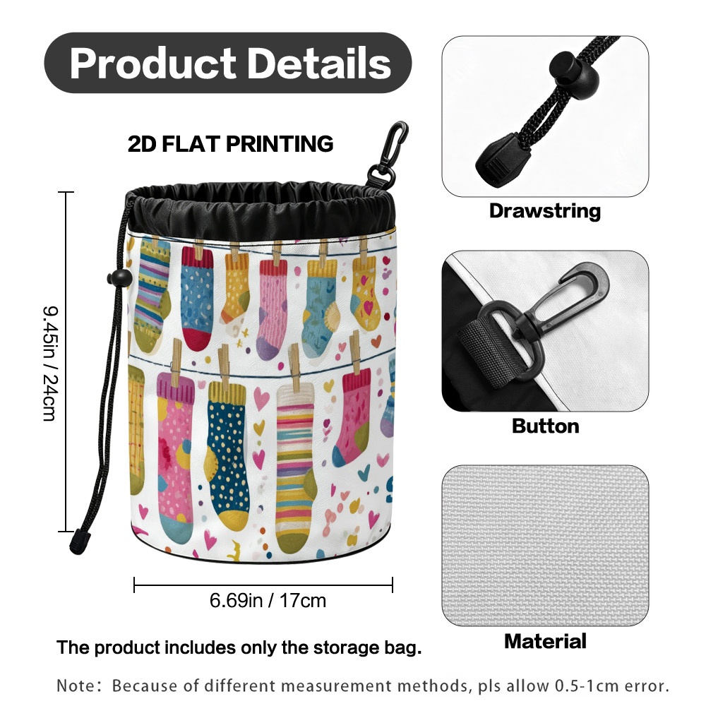 TEMU 1pc Colorful & Clothespin Storage Bag - Spacious Light Fabric Suitable For Long Storage, Hanging Sock Holder With Clothespin Bag For, Laundry