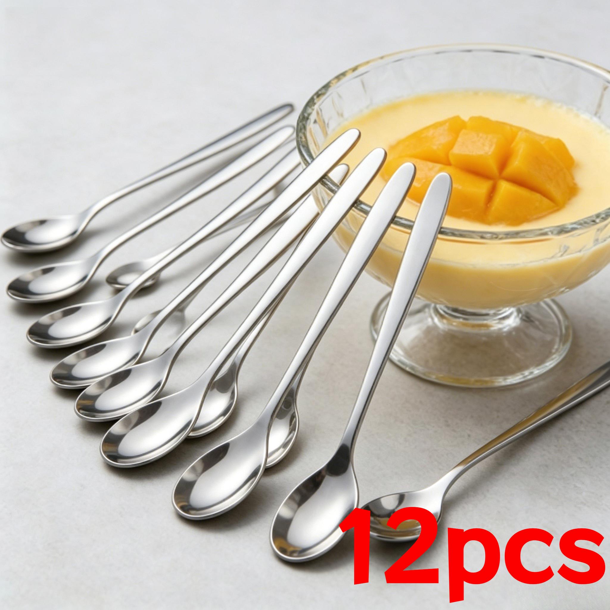 TEMU 12pcs 12cm Stainless Steel Seasoning Spoon Short Handle Mixing Spoon Home Spoon Coffee Spoon Mini Stainless Steel Dessert Spoon Spoon Cake