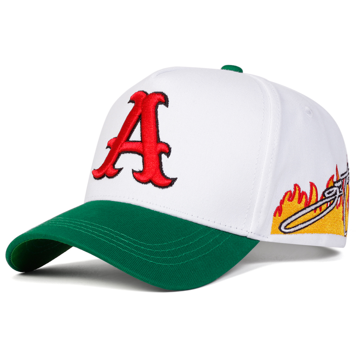 TEMU Casquette de baseball pour homme avec une lettre, flamme latérale, chapeau à panneaux tendance, chapeau de soleil extérieur réglable, casquette