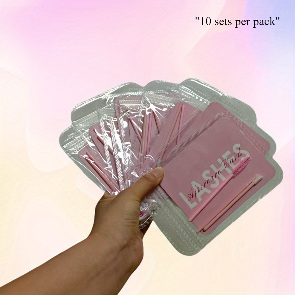 TEMU Pack Of 10 Aftercare Kits For Clients, Featuring An Aftercare Card, Mascara Brush, Cleaning Brush, And Lip Brush, Designed For Salons