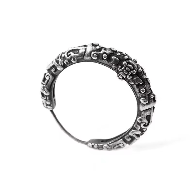 TEMU 1 di orecchini a unisex vintage boh矇mien - rotondi intagliati con motivi a totem , adatti come regalo di gioielli di moda alternativa, stile per