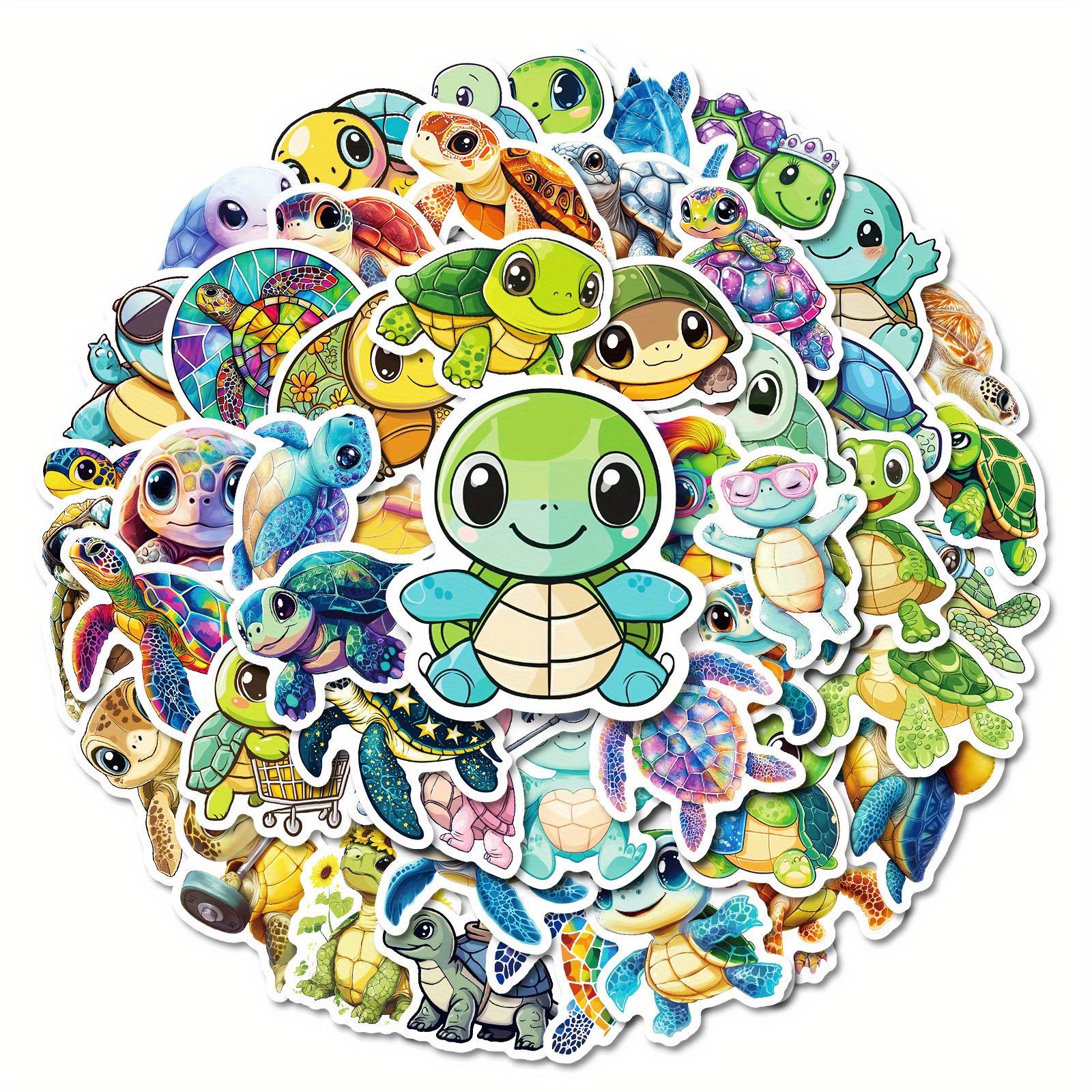 Image of 50pcs Sea Turtle Decals Graffiti Vinyl Decorated Suitcase Water Bottle Diy Skateboard Luggage Helmet Self Adhesive