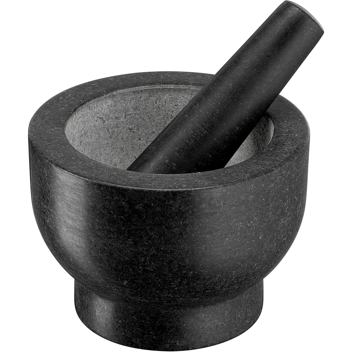 TEMU Black Natural Stone Mortar And Pestle Set, 14.5cm