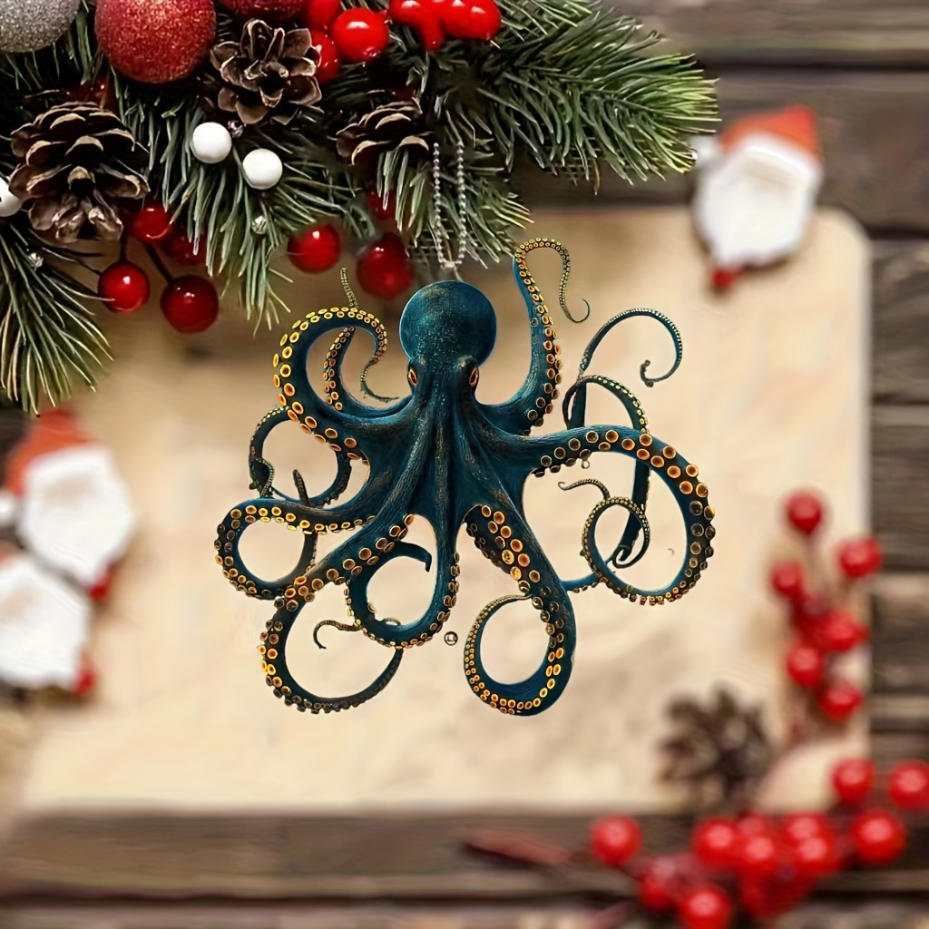 

1pc Creative Octopus Car Ornaments, 2d Flat Acrylic Pendants, Keychain Backpack Accessories, Holiday Gifts