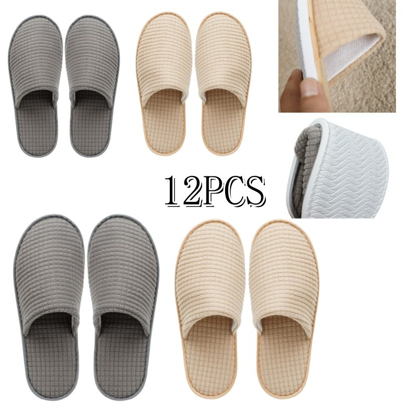 6 pairs unisex polar fleece slippers reusable washable non slip disposable house shoes for weddings bridal parties  