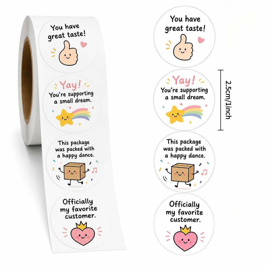 TEMU 500pcs Kawaii "favorite Customer" Shipping Stickers Suitable For Small Business, 1" Round Labels With "favorite Customer" Phrases, Multicolor