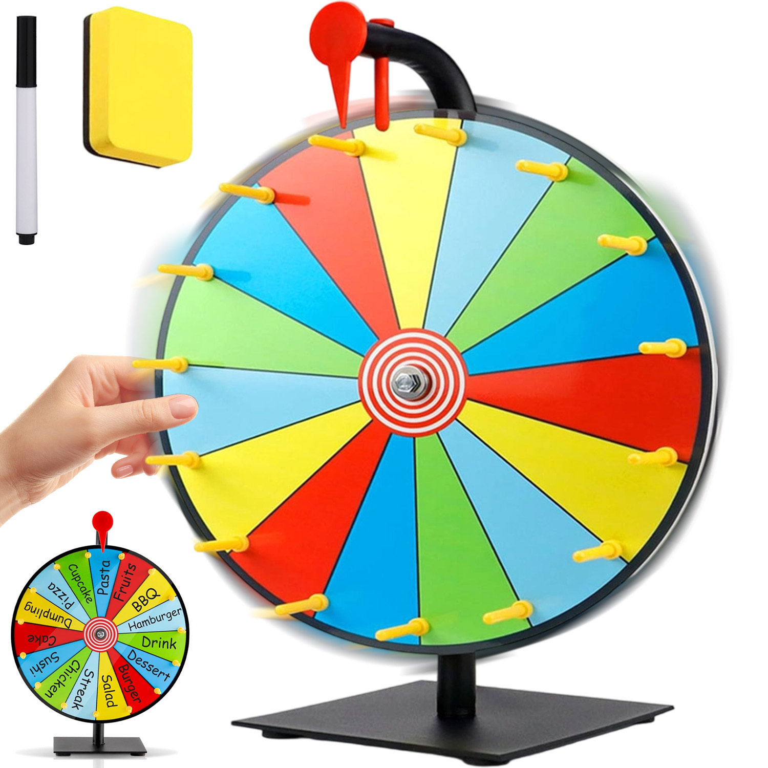 TEMU 30cm Runder Plattenspieler mit 15 Fächern | Whiteboard-Stift für Party-Veranstaltungen, Werbung, Rabatt, Kunststoff, Marke Anikers