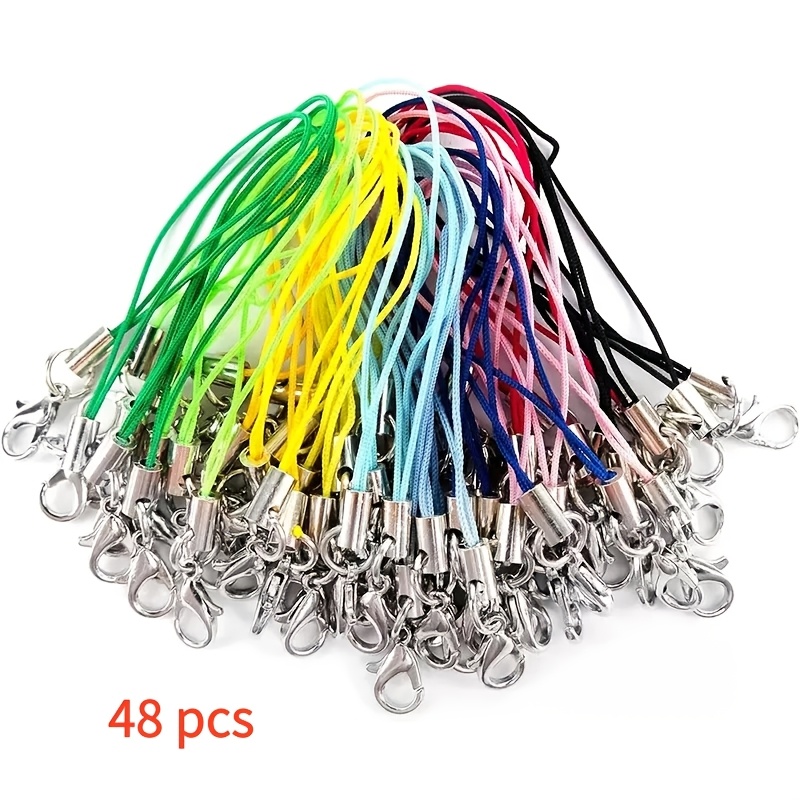TEMU 48 piezas de correas para teléfono móvil con mosquetones de langosta, fáciles de desprender, pequeños cordones coloridos hechos a , pequeños