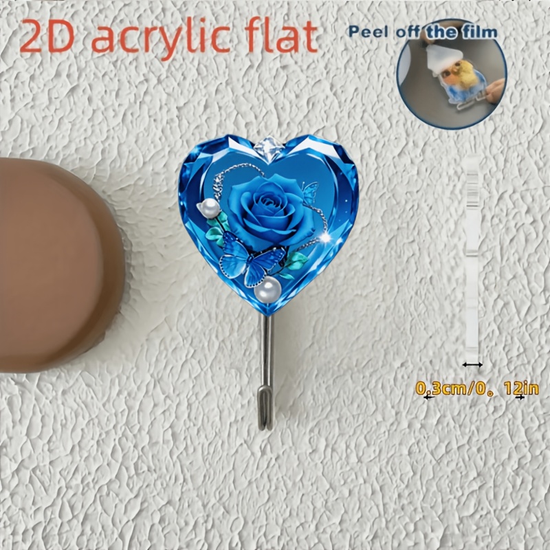 TEMU 2Dflat - Un crochet bleu de cœur qui ne nécessite pas de perçage. C'est un crochet trace pour et les de bain, facile à installer, et doté d'un