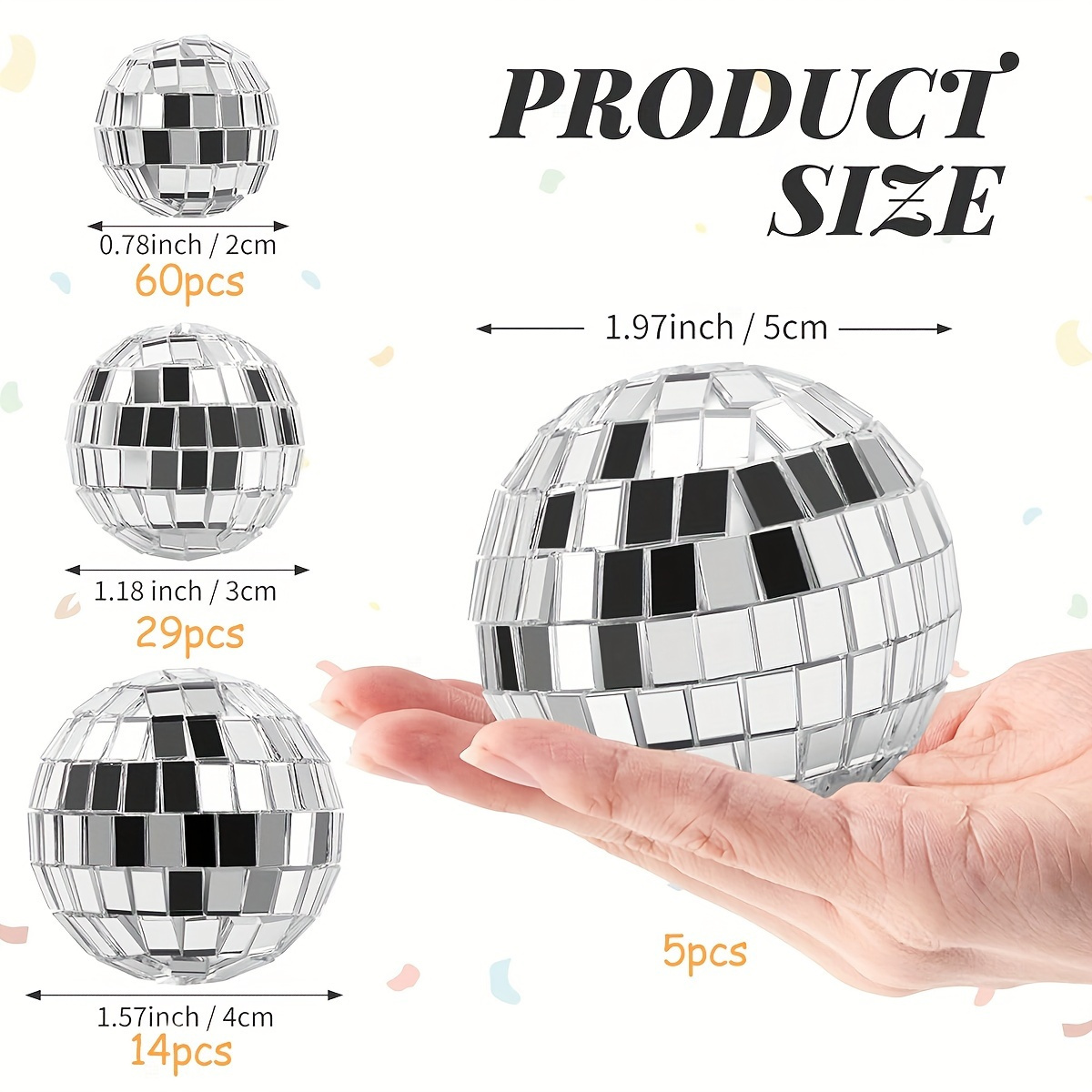 Image of 108 Disco Ball Cake Ornaments For 1970s Themed Parties, Reflective Decorations For Tables And Christmas Trees, Perfect For Dance And Music Events