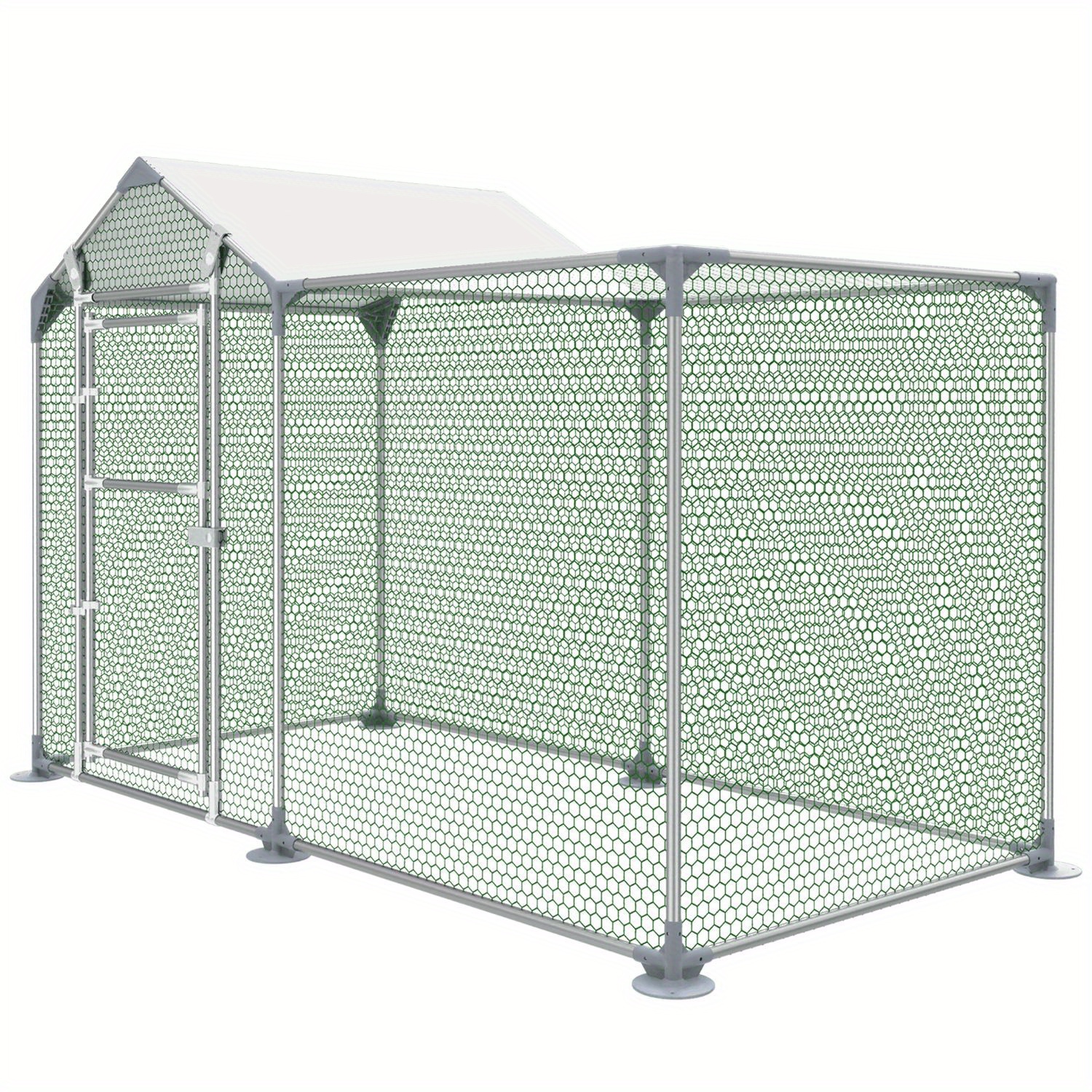 Image of Free-range Enclosure Rabbit 2x1m/3x1m Chicken Coop Metal With Sun Protection Roof, Door And Latch Stable Chicken House Outdoor Enclosure Small Animal Enclosure For Chickens, Ducks And Small Animals