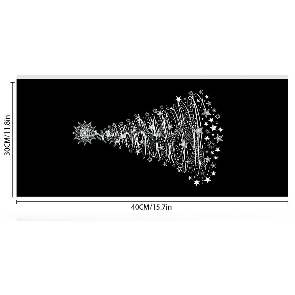 TEMU Minimalist Line Art White Christmas Tree Static Cling Window Decal, Starry Light Luxury Christmas Glass Sticker, Traceless Adhesive-free
