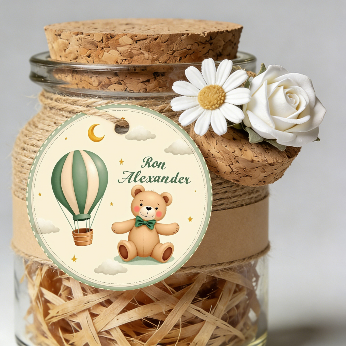 TEMU 24pz/35pz/48pz + Personalizzata con Testo Personalizzato su un + di Iuta, Adatta a Molteplici , con Stampa di e Orsetto, per Etichette Regalo,