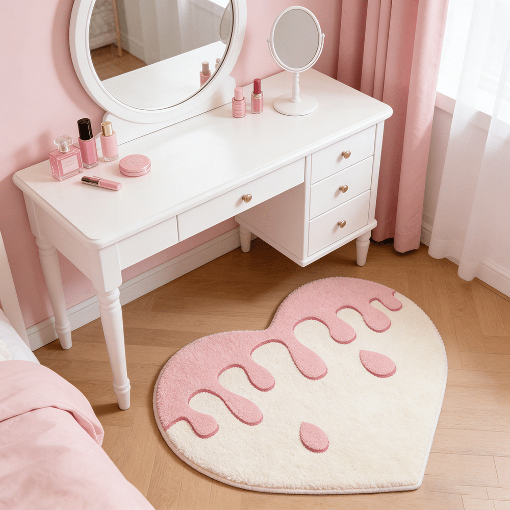 1pc irregular heart shaped plush carpet pink fluffy floor - Temu Oman