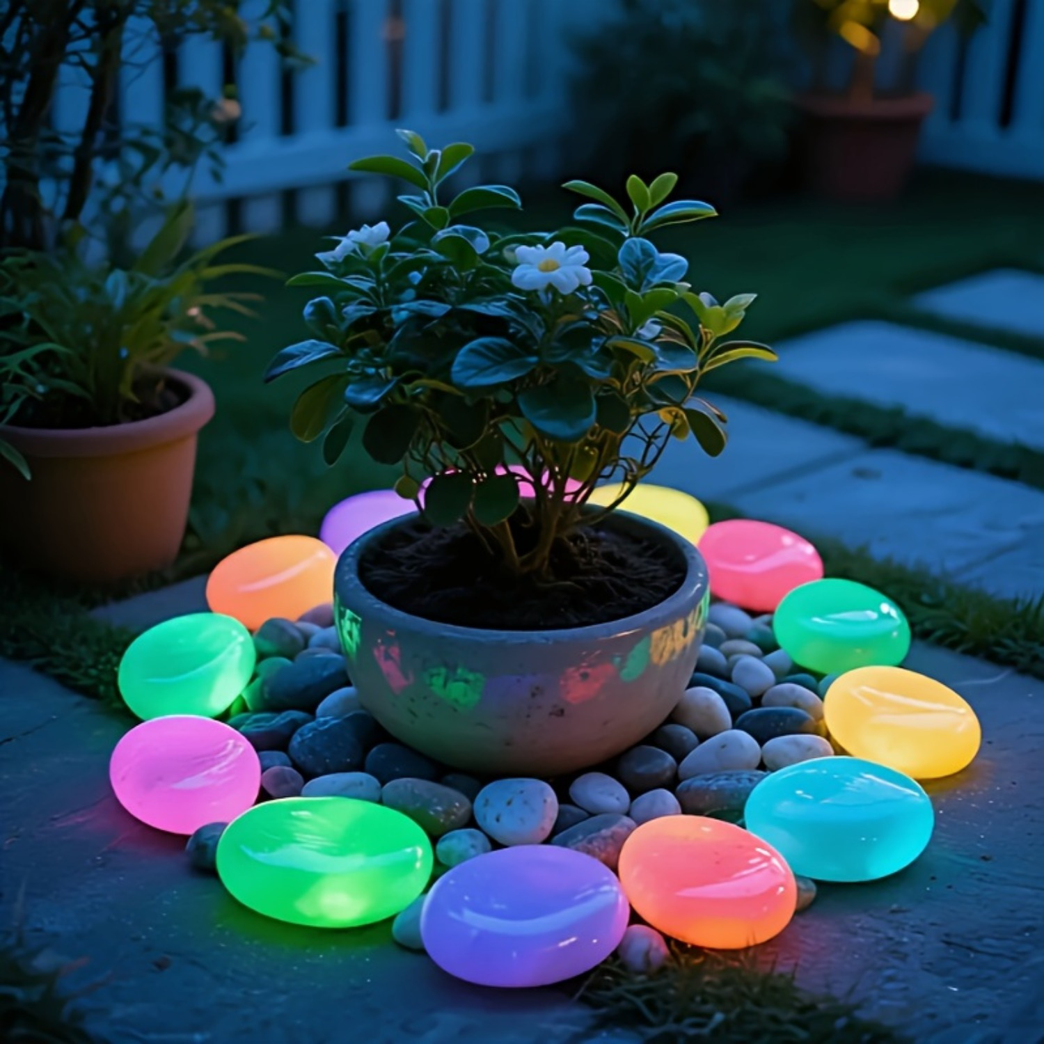 60 extra large luminous stones suitable for aquariums   halloween decorations patios fish tanks flower pots and   embellishments for garden   romantic luminous stones for   indoor and outdoor ambiance 0