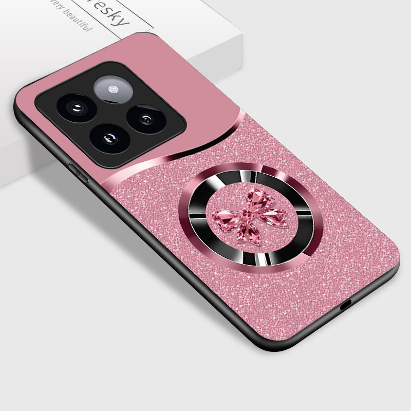 TEMU Phone Case - Case X7d 5g Phone Case, Pink Background With Crystal Bow Pattern Stylish Glossy Casing Back Cover Gift