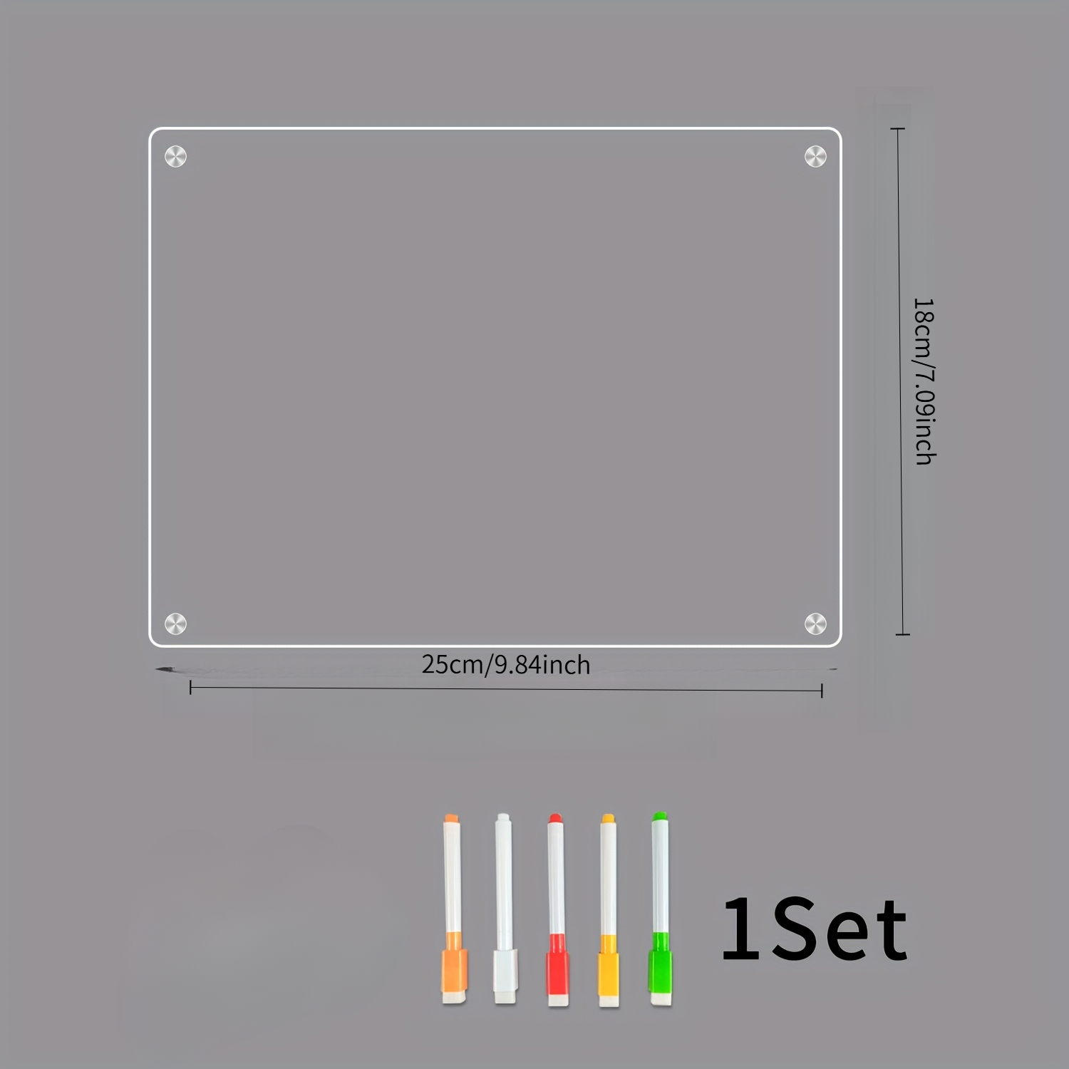 TEMU Pizarra blanca magnética para refrigerador, tablero de notas acrílico reutilizable para menús, con 5 marcadores aleatorios, decoración para el