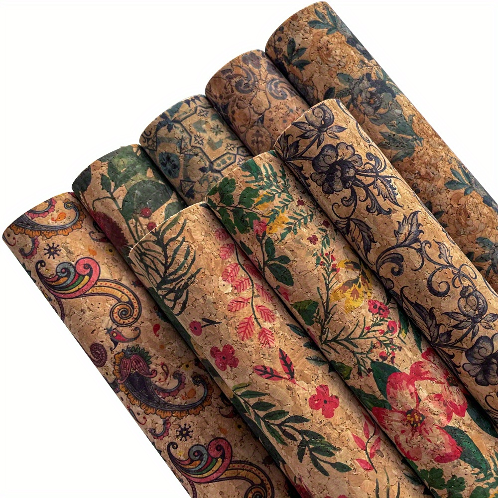 8pcs Cork Fabric Sheets Colorful Cork Leather, Fabric, Leather For Bows Crafts Earrings Making