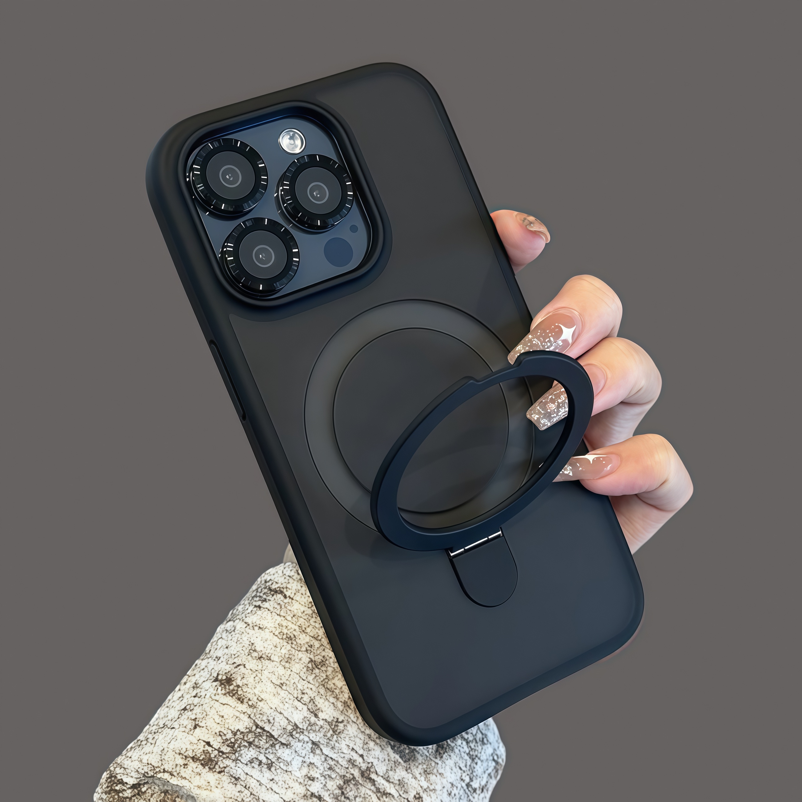 Phone Case - Magnetic Phone Case With Built-in Stand And Lens Film, Durable Drop-proof Wireless Charging Protective Cover For Iphone 12 13 17 Pro