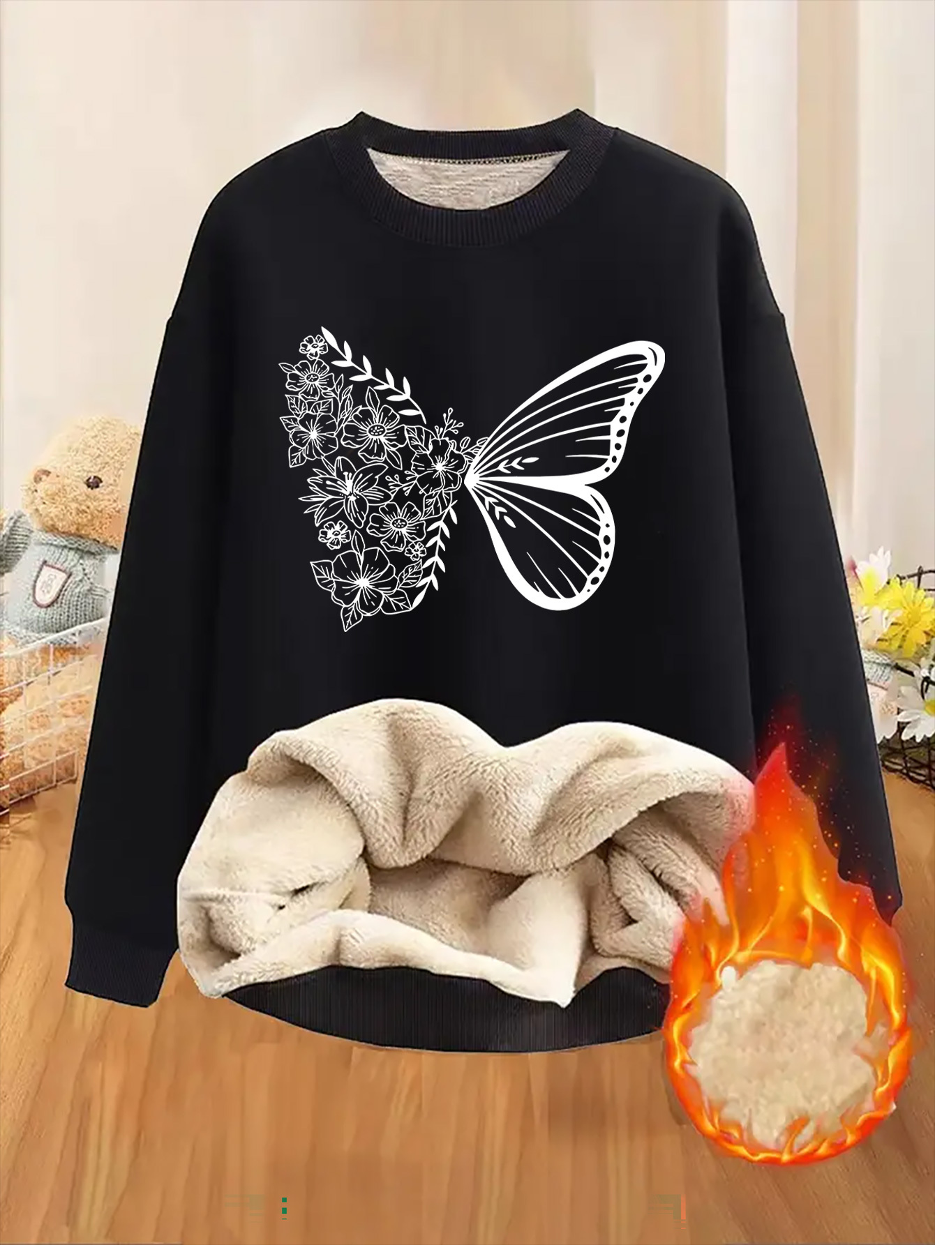 fleece lined winter sweatshirts for women