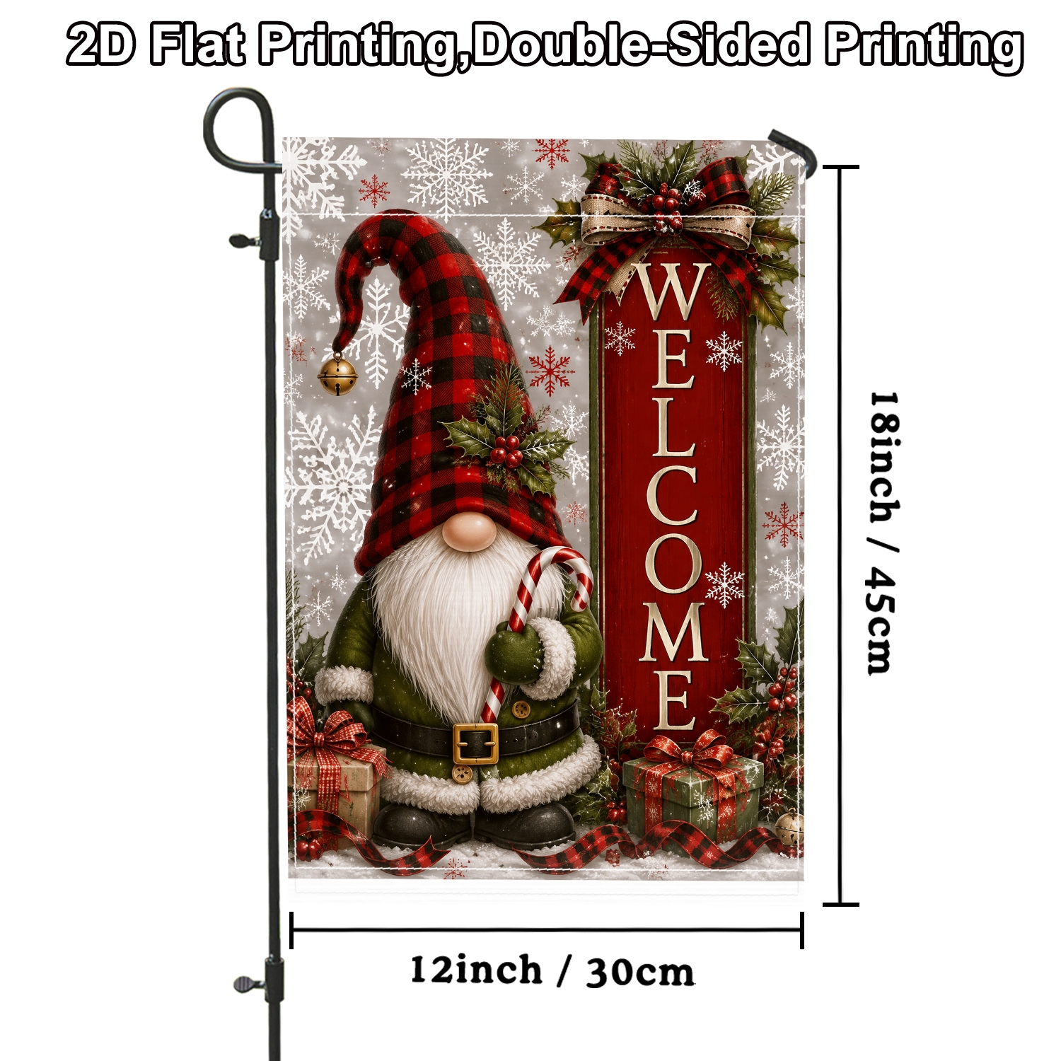 TEMU 2d Flat, 2d Flat 1pc Christmas Festive Gnome Outdoor Double-sided Garden Flag Red Flag For Yard Decoration Porch Decoration Garden Outside, 2d