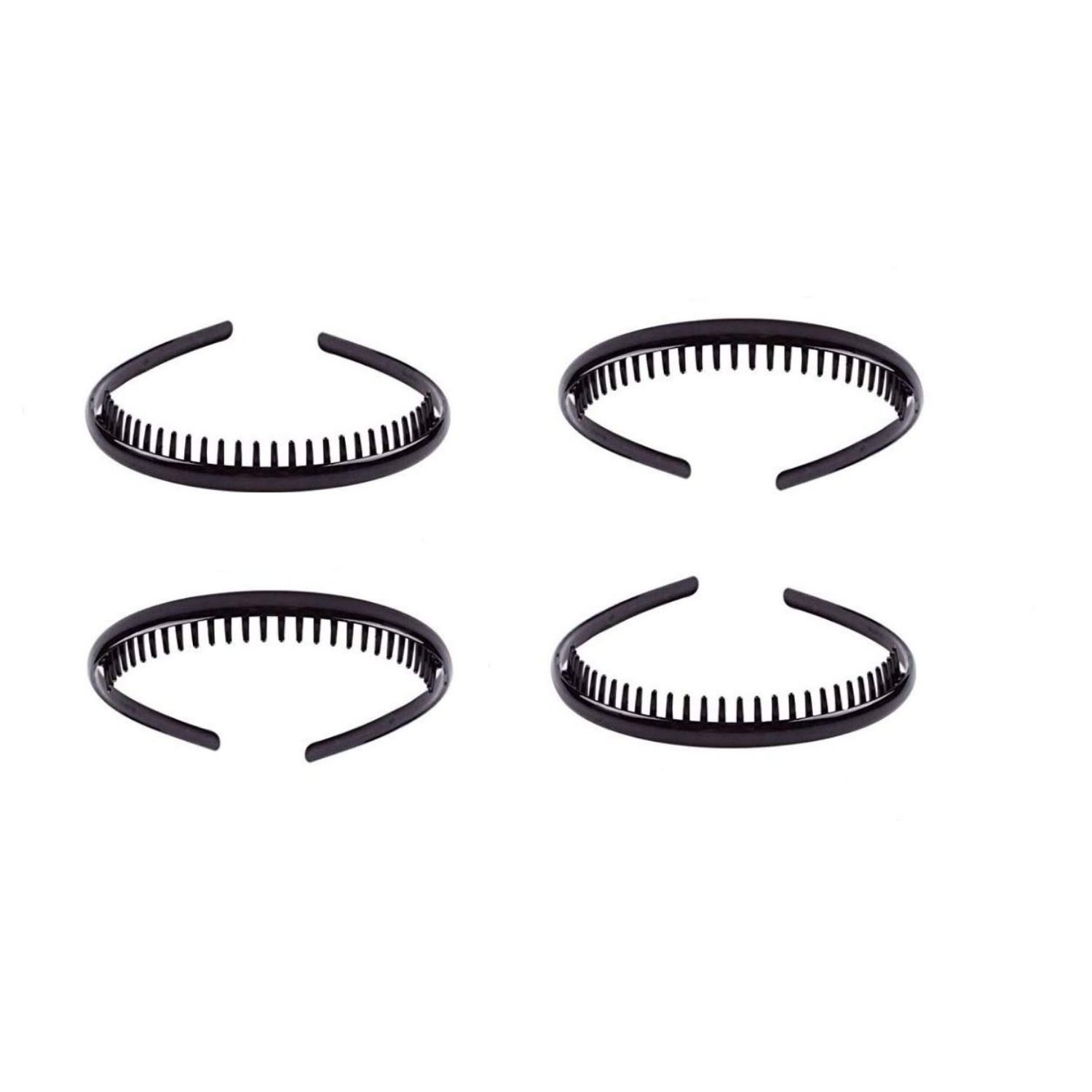 TEMU Set Of 4pcs Fashion Plastic Headband Teeth Comb Hairband Hair Hoop Accessory Black For Women Men
