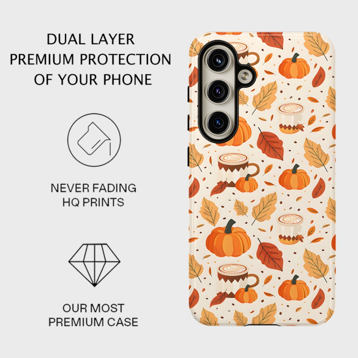 TEMU Phone Case: Autumn Pumpkins & -one Film Phone Case, Tough, Dual Layered Case For Superior Protection, For For Galaxy