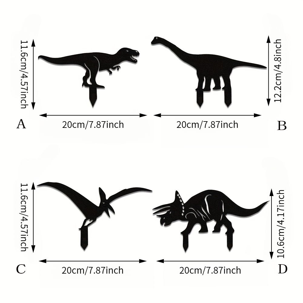 TEMU 2d Flat, [2d Flat] 2d Flat 4pcs Dinosaur Acrylic Garden Stake Decor, Acrylic Rex Garden Ornament, Dinosaur Yard Art Garden Decoration, Unique