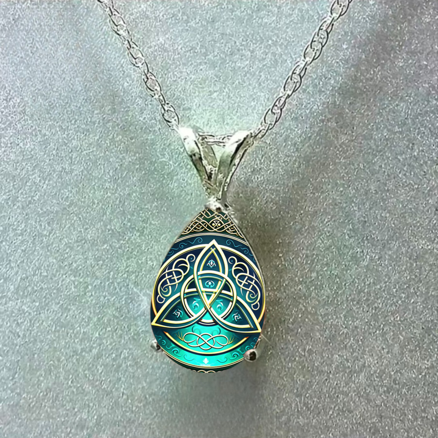 TEMU 1pc Celtic Knot Necklace Necklace Mystical Necklace Spiritual Necklace Vintage Necklace Teardrop Necklace Jewelry Additions Unique Jewelry