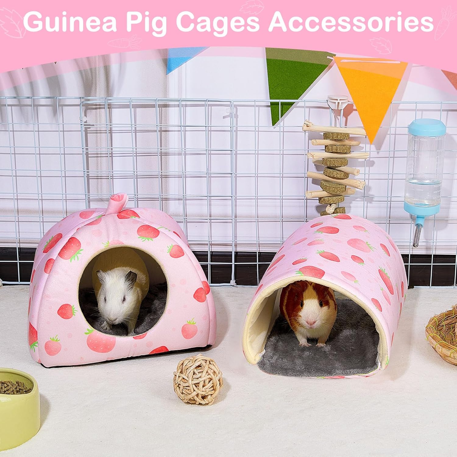 Bienbee Guinea Pig Hideout, Washable Guinea Pig Tunnel Set, 2 Pack