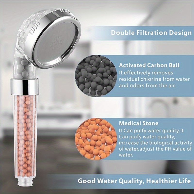 3pcs Handheld Shower Filter Set with Hose and Bracket