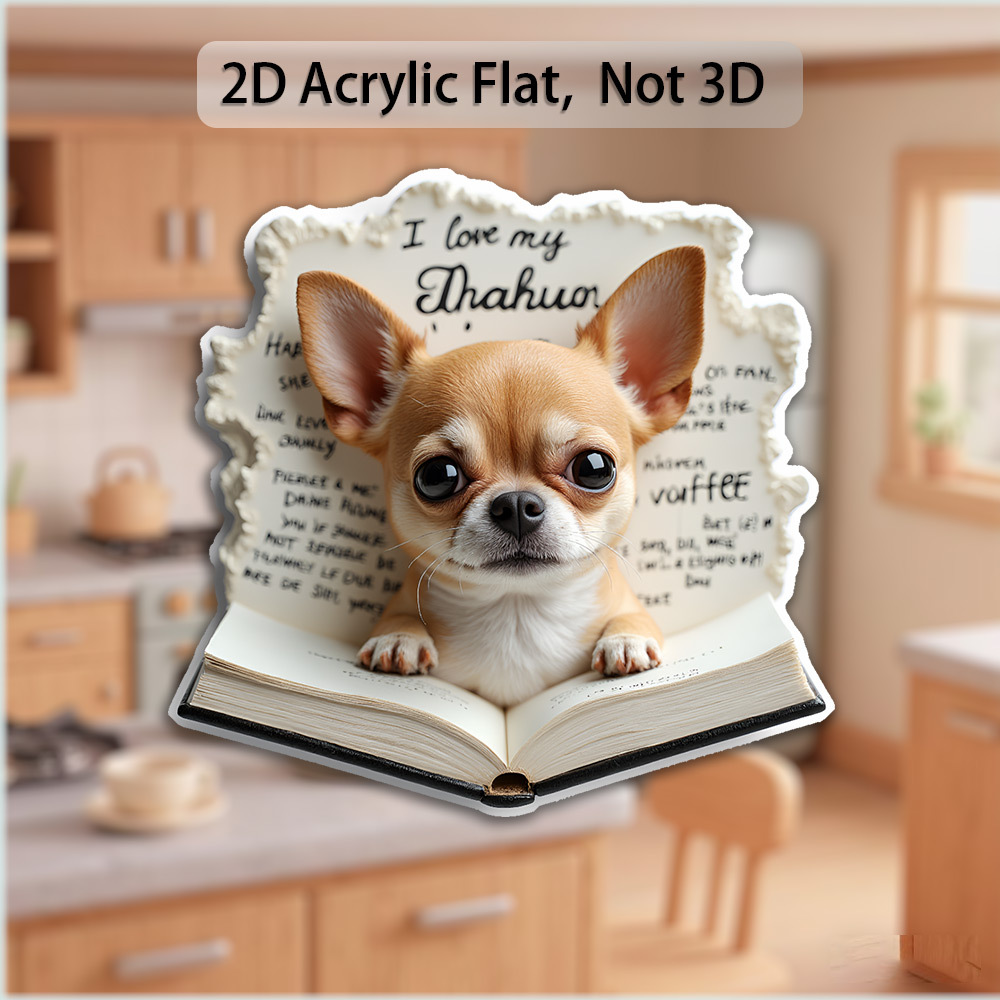 TEMU 1pc Cute Chihuahua Fridge Magnet - Adorable Chihuahua Portrait, Ears And Loving Gaze - Backside Suitable For Refrigerator, Ideal For Pet Lovers,