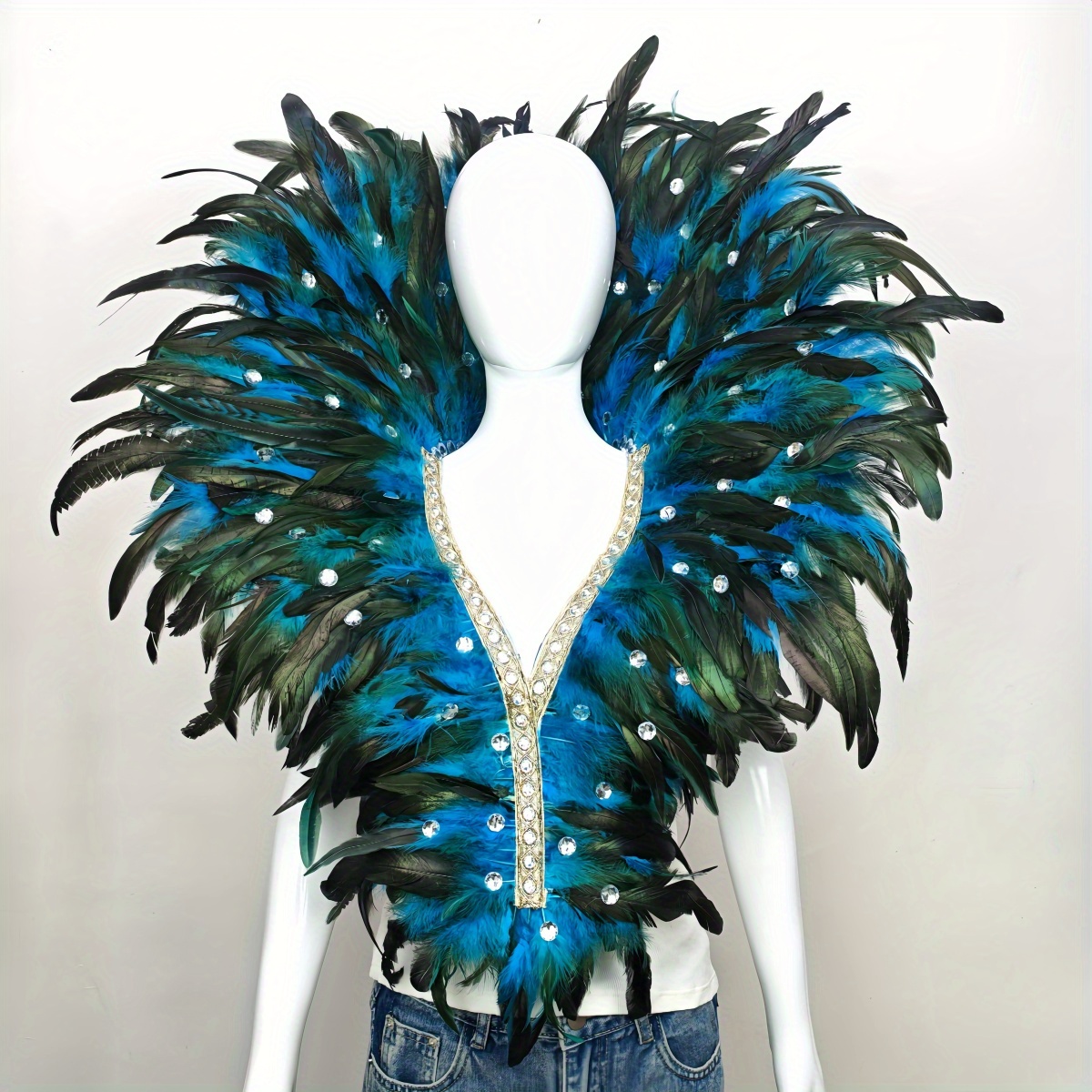 Image of Carnival Hot Selling Unisex Graduation Prom Outfit Additions Artificial Feather Shawl Makeup Cosplay Performance Stage Role Props Carnival Holiday Costume Additions