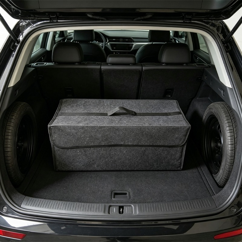 TEMU Heavy-duty Felt Storage Organizer Bag With Collapsible Rectangular Box Suitable For Car Trunk, Wardrobe, Closet - Closure Bin, Lid For Clothes,
