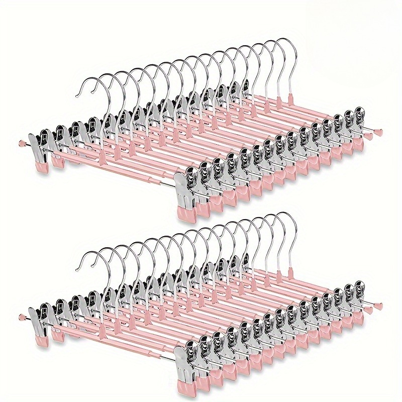 6 Pcs Double Clip Trouser Hangers – Adjustable Metal Skirt & Pants Hangers