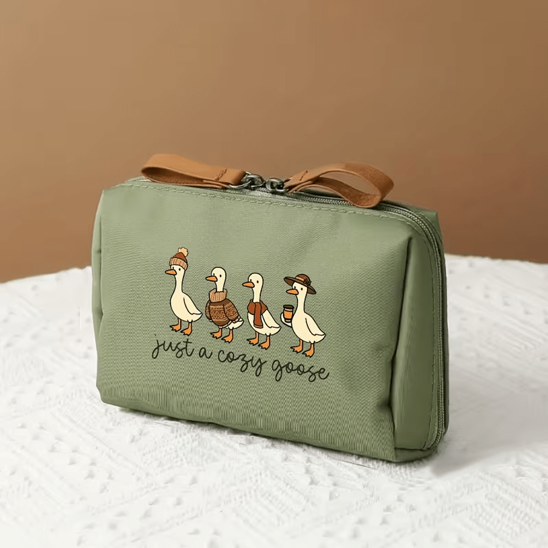 TEMU Makeup Bag 1pc With Cute Animal Pattern Travel Cosmetic Organizer - Lightweight Portable Zippered Coin Purse, Suitable For Lipstick, , Cables,