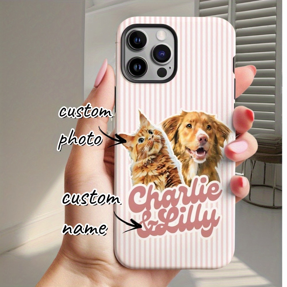 TEMU Custom Dog Phone Cases, Cases, Personalized Cases, Cat Phone Cases, Unique Dog Phone Cases, Phone Case, Lining Phone Case With Little Dog , Case