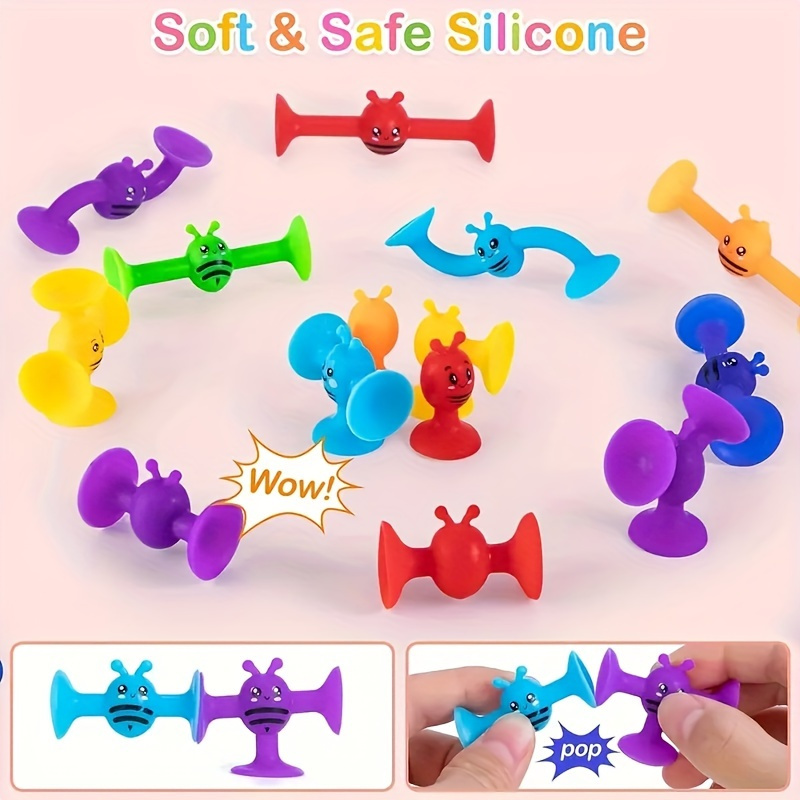 Bee Theme Suction Cup Building Blocks Set Educational Playset