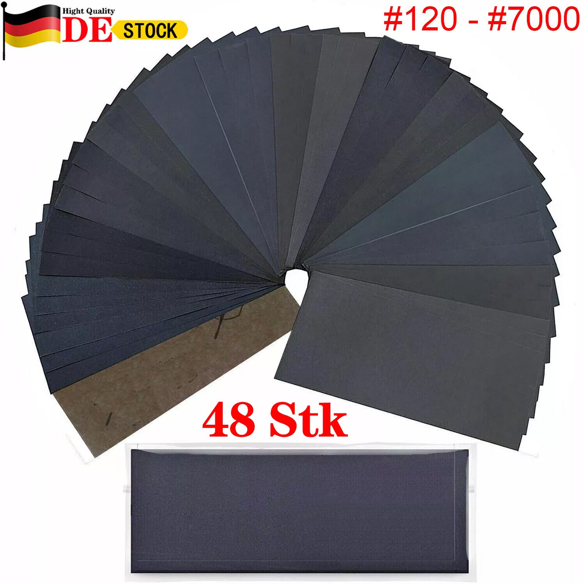 Image of 48pcs Sandpaper Set Dry And Wet Sandpaper Set Grain 120 To 7000