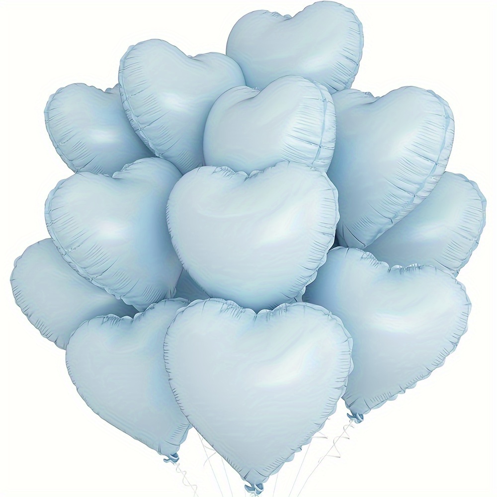 Image of 15pcs 18-inch Heart-shaped Aluminum Foil Balloons With Curly Ribbons - Suitable For Weddings, Valentine's Day, Engagements, Anniversaries, And Birthdays