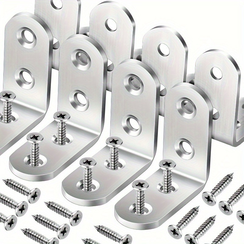 

75pcs 201 Steel Set, L-shaped Brackets, Metal Kit, 64 For Shelves, Chairs, Tables, Cabinetry