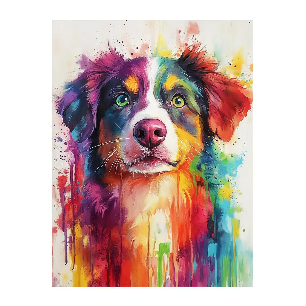 TEMU Toile Portrait Animal de Compagnie 2D Plat - Chien Oiseau Poisson - Cadre Enveloppant Art Mural pour Décoration, Chambre, Cadeau Souvenir pour