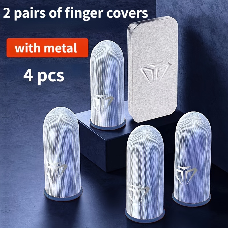 

4pcs Gaming Finger Sleeve, With Metal Box, Game Controller Sweatproof Breathable