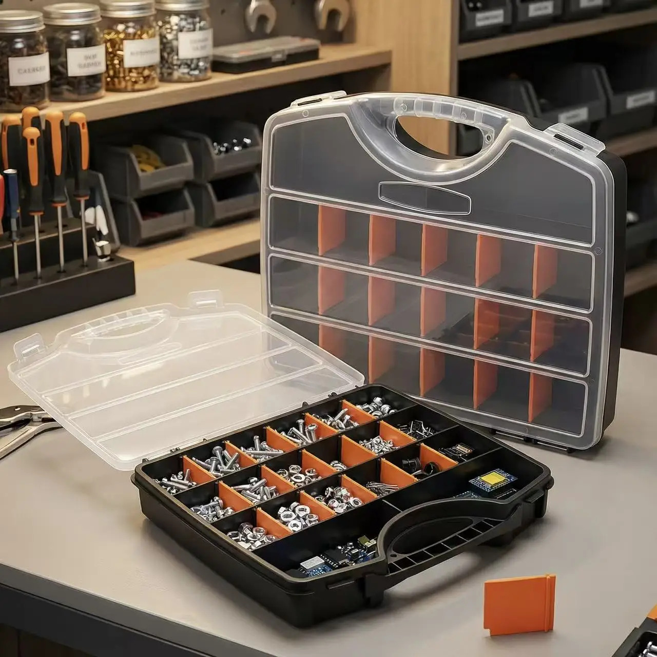 TEMU Scatola portautensili in plastica per parti, scatola portaviti, classificazione utensili, accessori per punte da trapano elettrico, scatola a