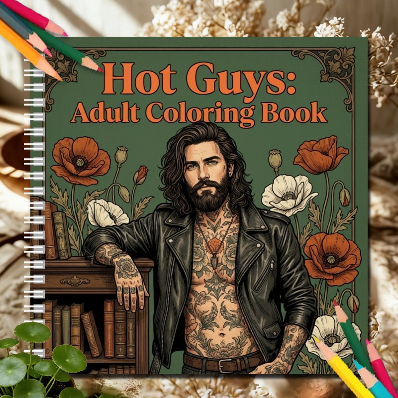 TEMU Yao Hot Guys Adult Coloring Book: Stress Tattooed Men Themed Illustrations, Perfect For Party Gatherings And Birthday Gifts, Relaxing Designs To