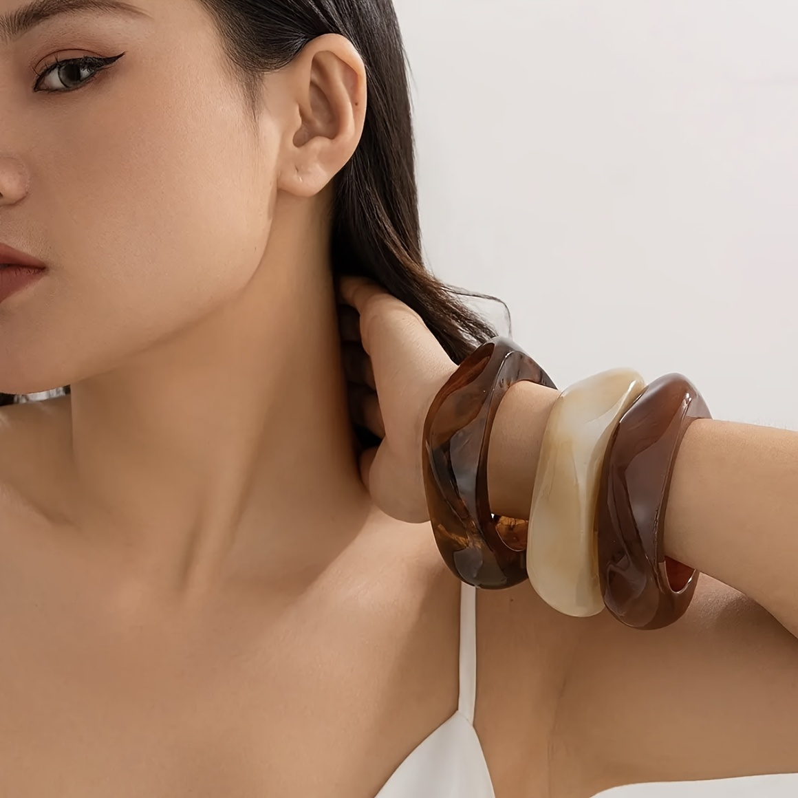 3pcs Acrylic Bracelet Set, Unique Irregular Design