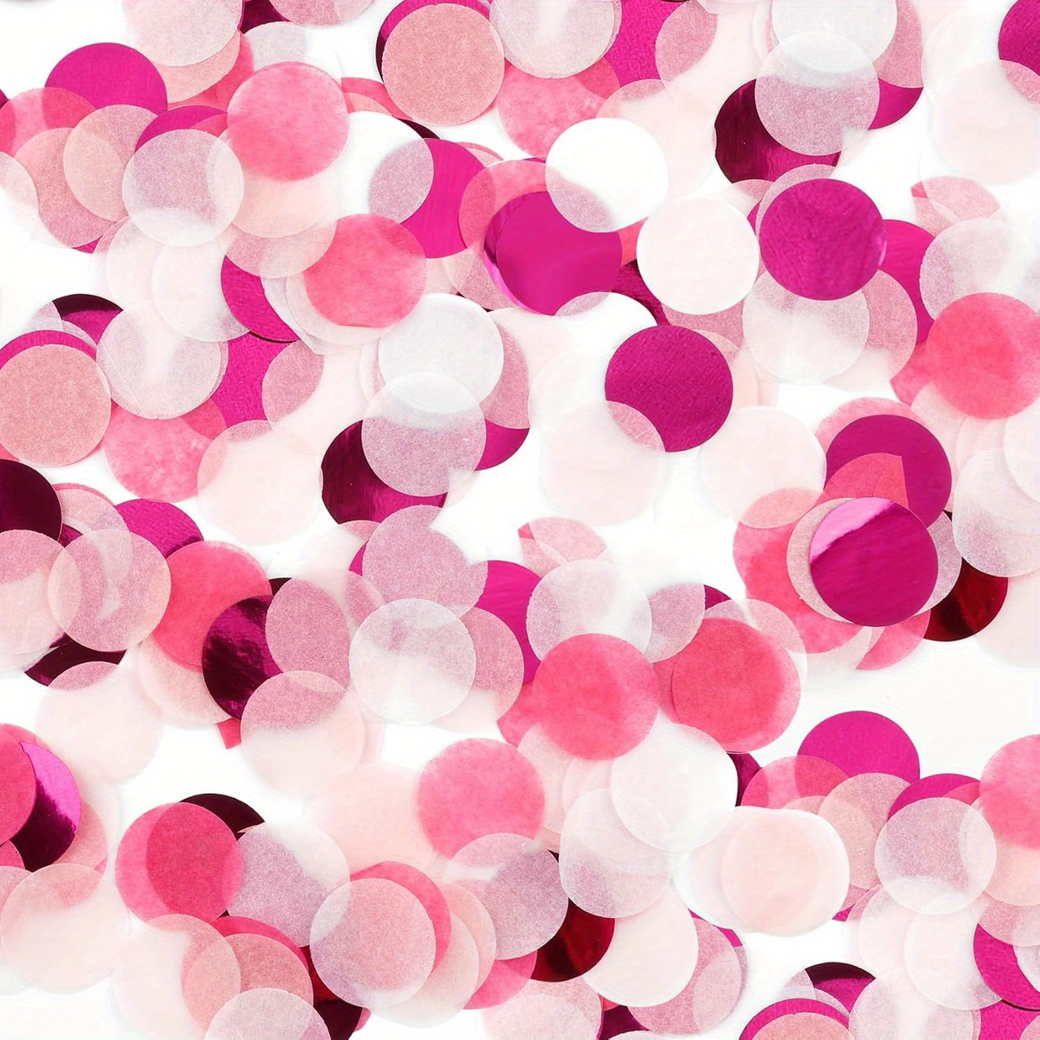 2500pcs 2.5cm Round Pink & Multicolor Confetti 25g - Shimmering Tissue Paper Decor For Weddings, Birthdays, Christenings & Party Tabletop (reusable Metallic Celebration Decoration)